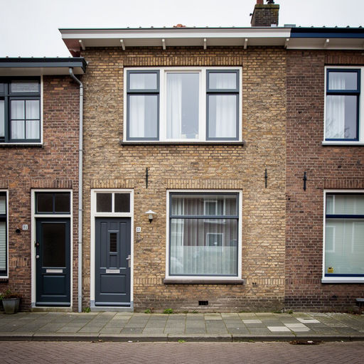 Rijtjeswoning Delft Voorhof met antraciet grijze kunststof kozijnen