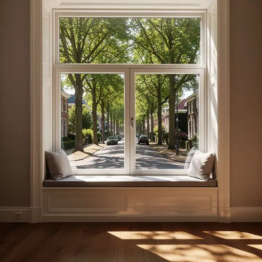 Lichte woonkamer van een jaren dertig huis in Voorburg Noord met zicht door vlakke deur naar de tuin