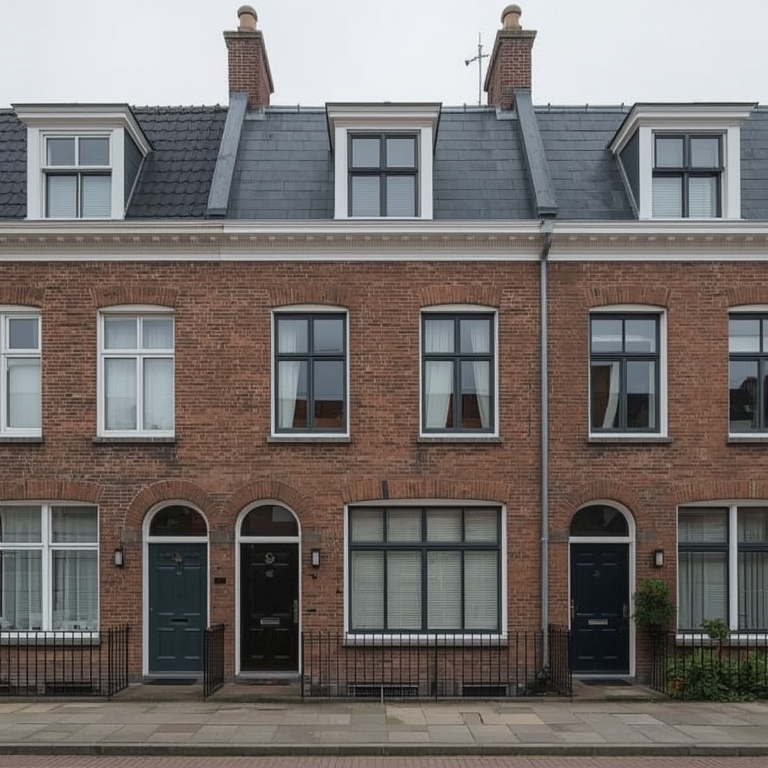 Rijtjeshuis Leidschendam Prinsenhof met antraciet grijze kunststof kozijnen