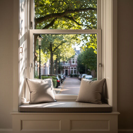 Woonkamer jaren 30-woning Leidschendam met uitzicht door kunststof kozijnen op tuin