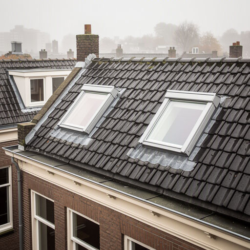 Kunststof dakraam in het schuine dak van een woning in Den Haag