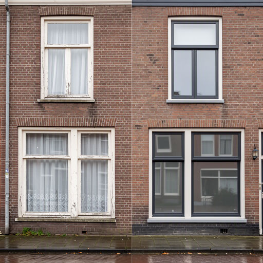 Monteur plaatst kunststof kozijnen bij een woning in Den Haag